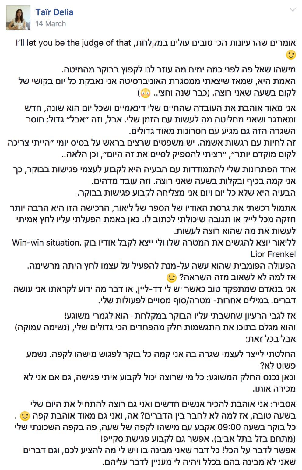The original Facebook post, part 1